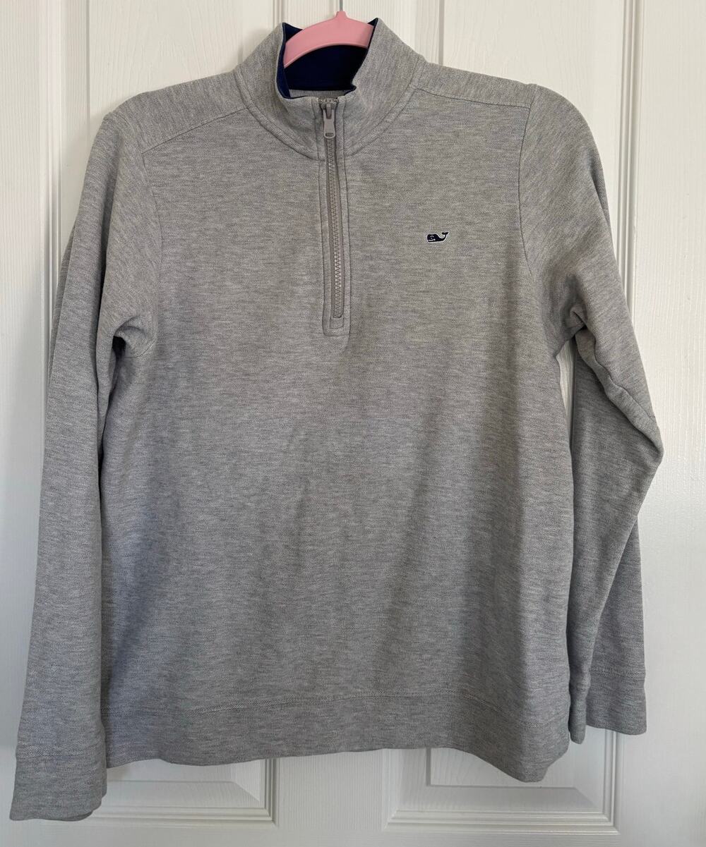 Vineyard Vines Boys Large (16) Gray Quarter Zip Pull Over